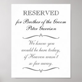 Poster Cadeira Reservada Irmão do Noivo Memorial Casament