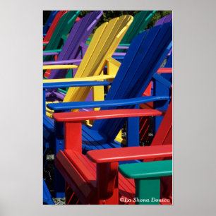 Pôster Cadeiras coloridas arco-íris de Adirondack