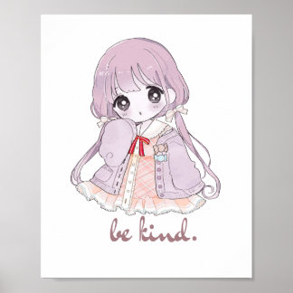Poster Caderno Personalizado Menina Anime Kawaii Fofa Sej