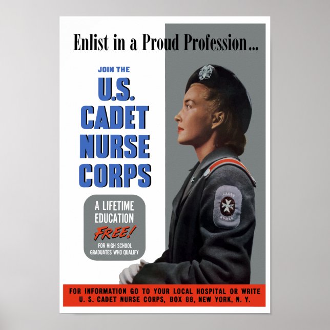 Pôster Cadet Nurse Corps — WW2 (Frente)