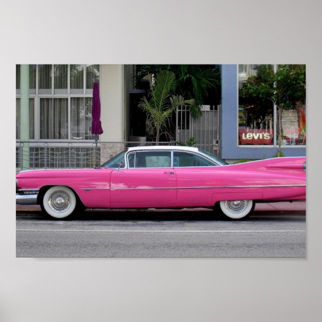 Poster Cadillac de Pintura Rosa, Flórida (Frente)