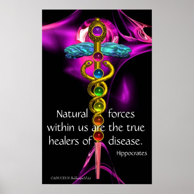 Poster CADUCEU DE OURO, 7 CHACRAS, ULTRA VIOLETA Médico,  (Frente)