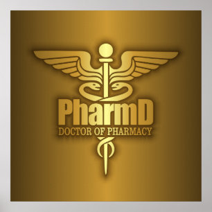 Pôster Caduceus Dourado (PharmD)