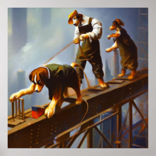 Poster Cães a trabalhar alto aço