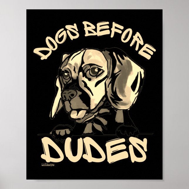 Poster CÃES ANTES DE RAPAZES, presente de beagle engraçad (Frente)