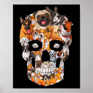 Poster Cães Cães Cães Crânio Pata Sobre Cão Halloween Esq