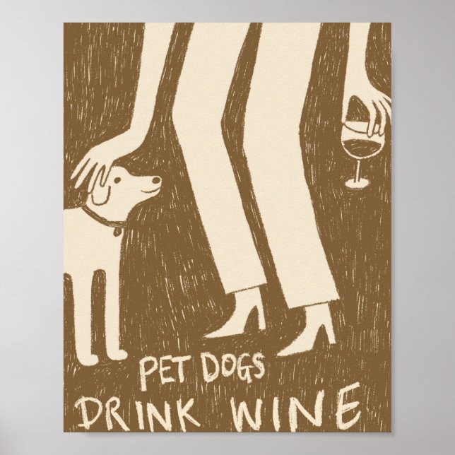 Poster Cães de Estimação Bebem Vinho (Frente)