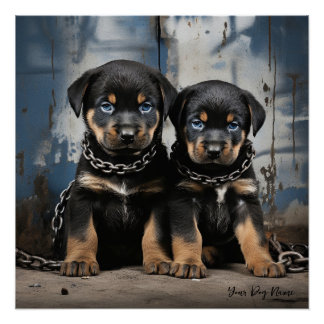 Pôster Cães De Papoila Rottweiler Amigáveis 004 - Raimon 