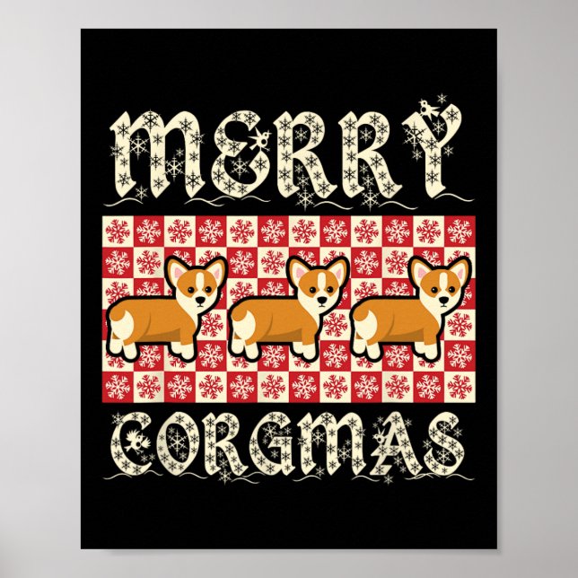 Poster Cães Design de Corgmas de feliz de Corgmas de  (Frente)
