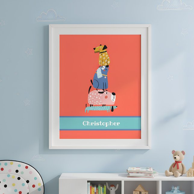 Poster Cães Engraçados com Nome Crianças (funny dogs kidsroom poster)