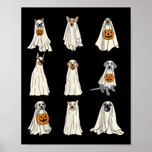 Poster Cães Fantasmas Cachorros Bonitos Vestidos Como Eng