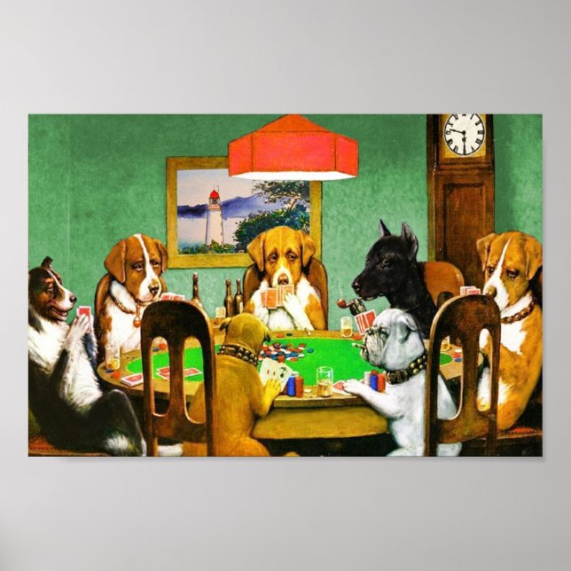 Poster Cães Jogando Cartões De Poker (Frente)