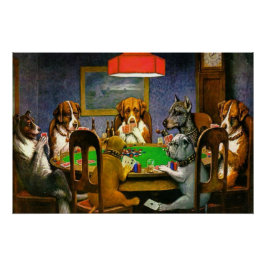 Pôster Cães Jogando Poker