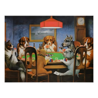 Pôster Cães Jogando Poker de Cassius Marcellus Coolidge