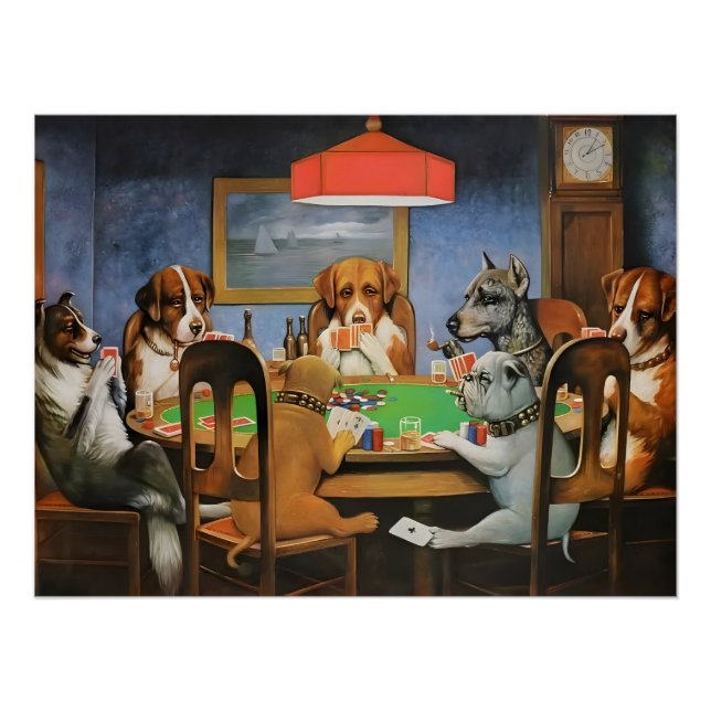 Pôster Cães Jogando Poker de Cassius Marcellus Coolidge (Frente)