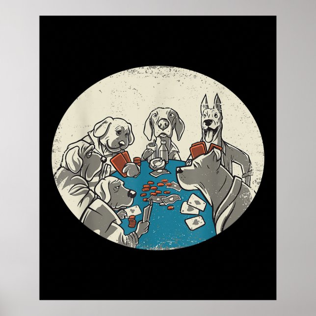 Poster Cães legal Jogando Cartões Poker Texas Holdem (Frente)