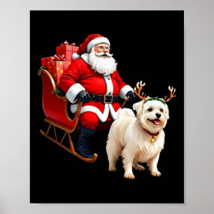 Poster Cães Papais noeis De Pântano Sleigh Maltês Reindet