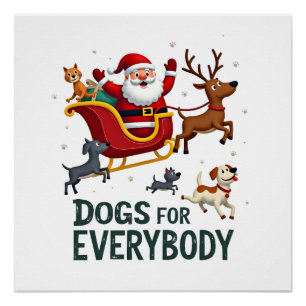 Pôster Cães Para Todos Papai Noel Natal Engraçado Natal (