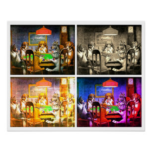 Pôster Cães que jogam o póquer