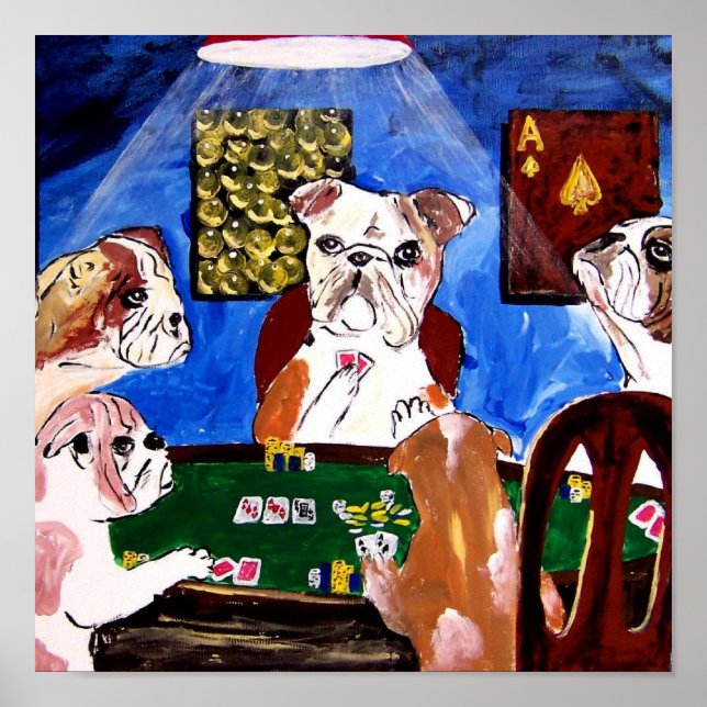 PÔSTER CÃES REPRODUZINDO ACES POKER QUAD (Frente)