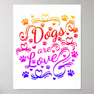 Poster Cães São Patas De Amor E Tipografia Cardíaca