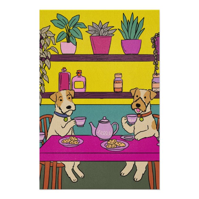 Pôster Cães tomando chá da tarde (Frente)