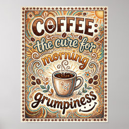 Poster café a cura para a irritabilidade matinal