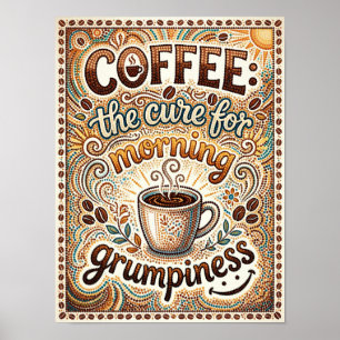 Poster café a cura para a irritabilidade matinal
