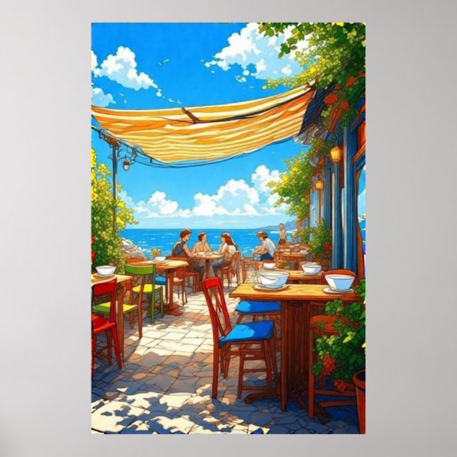 Poster Café Al Fresco, Paciente Colorido (Frente)