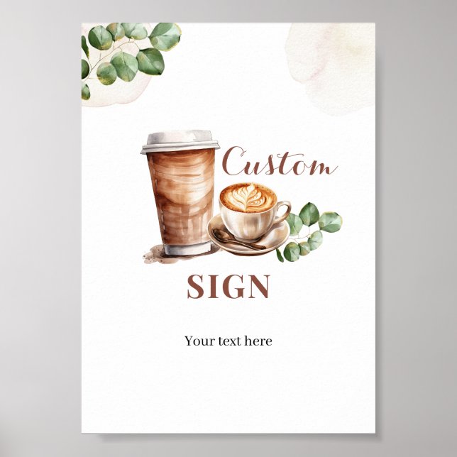 Poster Café Amor é Criar Sinal de Festa Personalizada (Frente)