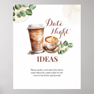 Poster Café Amor é Vestir Sinal Noturno Ideia Jogo