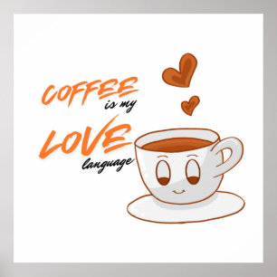 Poster Café Amor – Ilustração de Café Adorável para Pared
