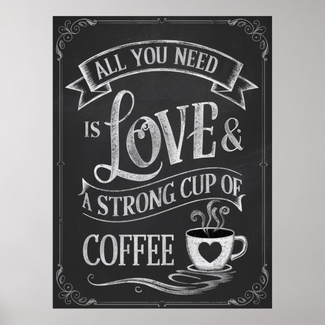 POSTER CAFÉ AMOR KITCHEN CHALKBOARD (Frente)