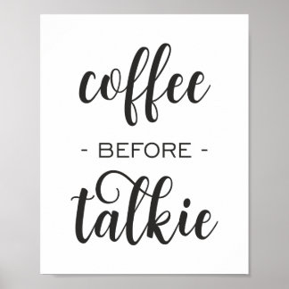 Poster Café antes de Talkie Engraçado Kitchen Wall Art Po