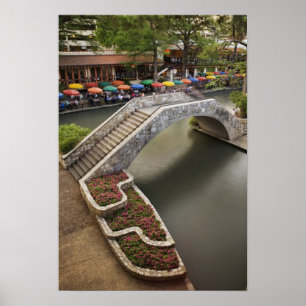 Poster Café ao ar livre ao longo da River Walk e ponte so