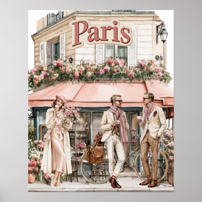 Poster Café ao Ar Livre em Paris (Frente)