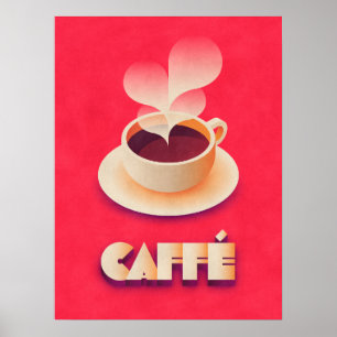 Poster Café Art Deco Vermelho