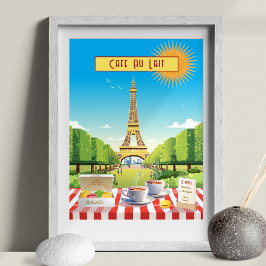 Poster Café Au Lait Parisienne Editable Vintage Holiday