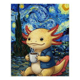 Pôster Café Axolotl Sonho de Noite Estrelada