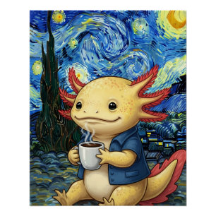 Pôster Café Axolotl Sonho de Noite Estrelada