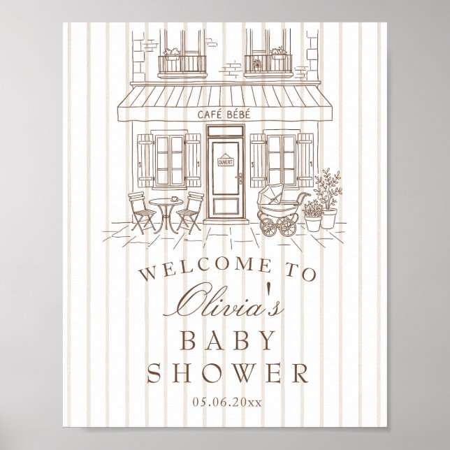 Poster Cafe Bébé Baby Shower  Welcome (Frente)