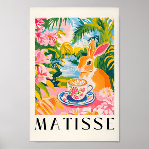 Poster Café Bebendo De Coelho, Arte De Parede Engraçada D