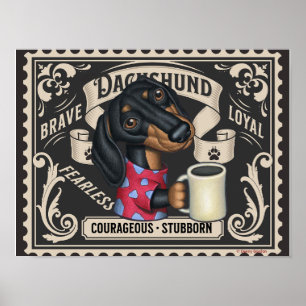 Poster Café bebendo de Dachshund Doxie