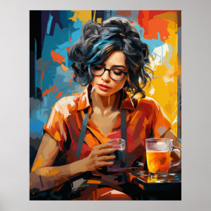 Poster Café bebendo para mulheres