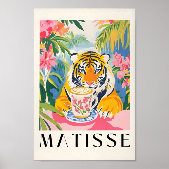 Poster Café Bebendo Tigre, Henri Matisse Impressão, Rosa  (Frente)