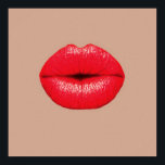 Poster Café beijo lábios vermelho pop arte<br><div class="desc">Uma imagem de pop Art de lábios vermelhos brilhantes vomitando-se por um beijo contra um fundo cor de café. Esta design inspira-se na pop,  arte moderna,  arte gráfica,  cultura do hipster e é certamente uma obra de arte em sua casa.</div>