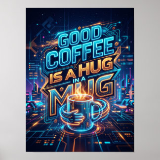 Poster café bom é um abraço numa caneca