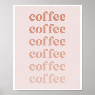 Poster Café Café Café Café Cor-de-rosa Fade Vintage Fonte