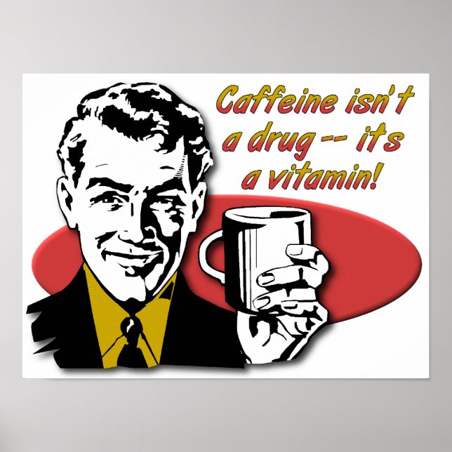 Poster Café Cafeína Vitamina Cartaz Divertido (Frente)