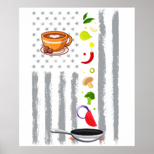 Poster café ccoking- Vintage USA Bandeira Americana para
